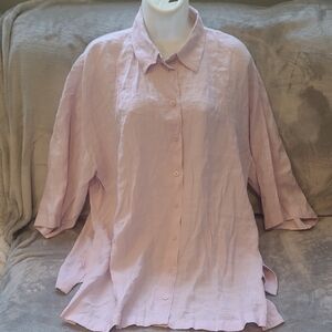 Zara Soft Pink Button-Down Shirt, Oversized